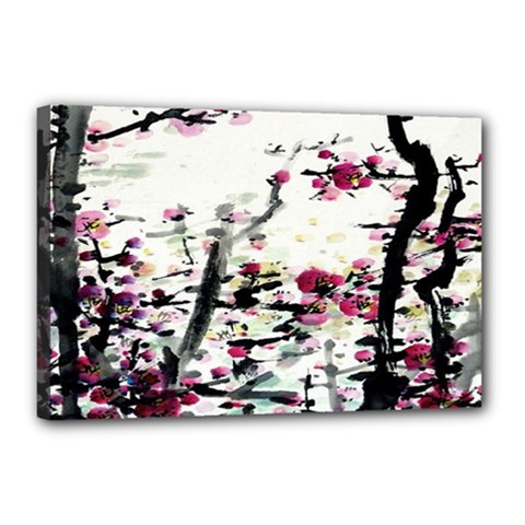 Pink Flower Ink Painting Art Canvas 18  X 12  by BangZart