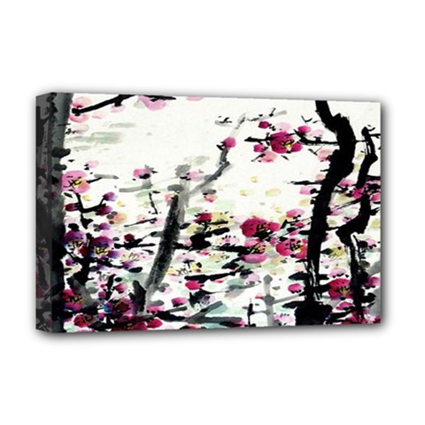 Pink Flower Ink Painting Art Deluxe Canvas 18  X 12   by BangZart