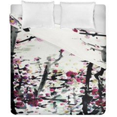 Pink Flower Ink Painting Art Duvet Cover Double Side (california King Size) by BangZart