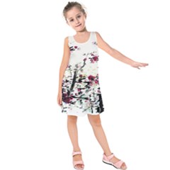 Pink Flower Ink Painting Art Kids  Sleeveless Dress by BangZart