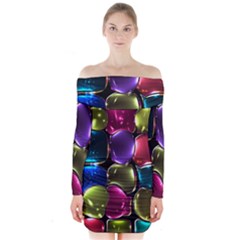 Stained Glass Long Sleeve Off Shoulder Dress by BangZart