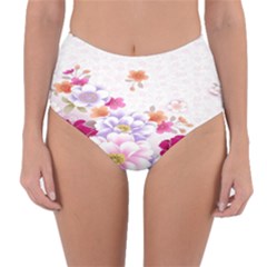 Sweet Flowers Reversible High-waist Bikini Bottoms by BangZart