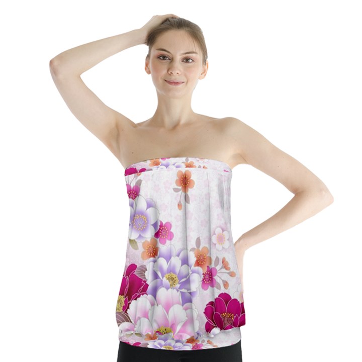 Sweet Flowers Strapless Top