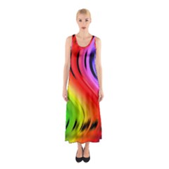 Colorful Vertical Lines Sleeveless Maxi Dress by BangZart