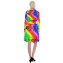 Colorful Vertical Lines Long Sleeve Velvet Front Wrap Dress View2