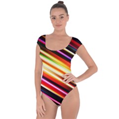 Funky Color Lines Short Sleeve Leotard 