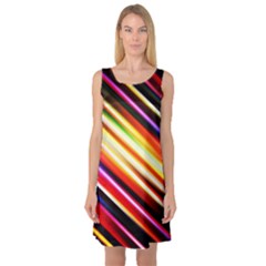 Funky Color Lines Sleeveless Satin Nightdress by BangZart