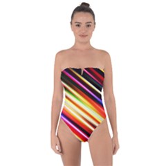 Funky Color Lines Tie Back One Piece Swimsuit