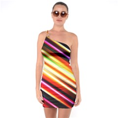 Funky Color Lines One Soulder Bodycon Dress