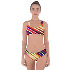 Funky Color Lines Criss Cross Bikini Set