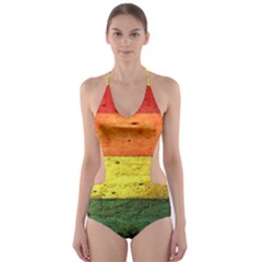 Five Wall Colour Cut-out One Piece Swimsuit by BangZart