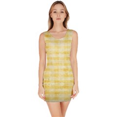 Spring Yellow Gingham Sleeveless Bodycon Dress by BangZart