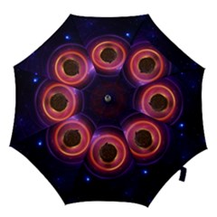 The Little Astronaut On A Tiny Fractal Planet Hook Handle Umbrellas (medium) by jayaprime