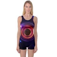 The Little Astronaut On A Tiny Fractal Planet One Piece Boyleg Swimsuit by jayaprime