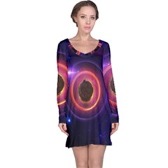 The Little Astronaut On A Tiny Fractal Planet Long Sleeve Nightdress by jayaprime