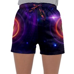 The Little Astronaut On A Tiny Fractal Planet Sleepwear Shorts by jayaprime