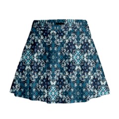 Boho Blue Fancy Tile Pattern Mini Flare Skirt by KirstenStar