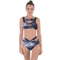 Abstract Black And Gray Tree Bandaged Up Bikini Set 