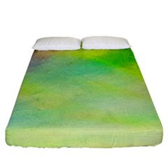 Abstract Yellow Green Oil Fitted Sheet (california King Size) by BangZart