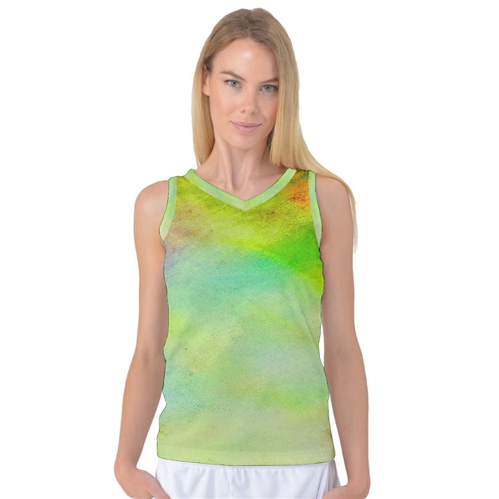 Abstract Yellow Green Oil Women s Basketball Tank Top