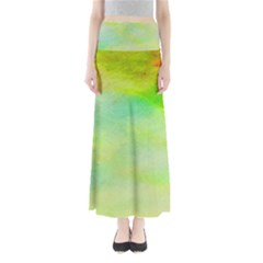 Abstract Yellow Green Oil Full Length Maxi Skirt by BangZart