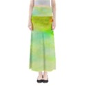 Abstract Yellow Green Oil Full Length Maxi Skirt View1