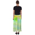 Abstract Yellow Green Oil Flared Maxi Skirt View2