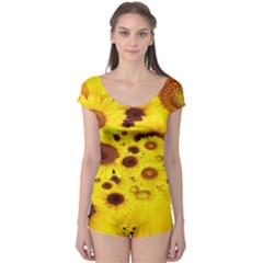 Beautiful Sunflowers Boyleg Leotard  by BangZart