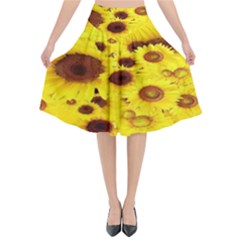 Beautiful Sunflowers Flared Midi Skirt by BangZart