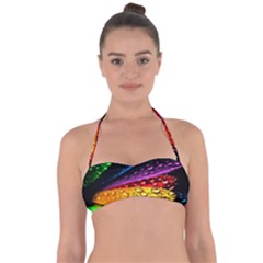 Abstract Flower Halter Bandeau Bikini Top