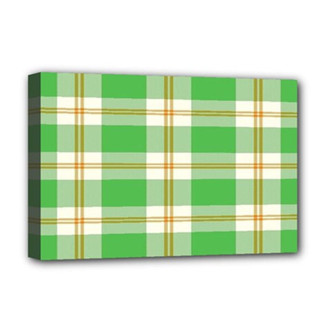 Abstract Green Plaid Deluxe Canvas 18  X 12   by BangZart