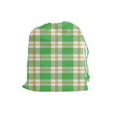 Abstract Green Plaid Drawstring Pouches (large)  by BangZart