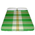 Abstract Green Plaid Fitted Sheet (King Size) View1