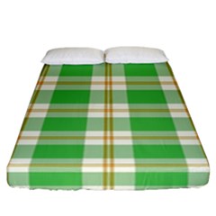 Abstract Green Plaid Fitted Sheet (california King Size) by BangZart