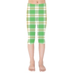 Abstract Green Plaid Kids  Capri Leggings  by BangZart