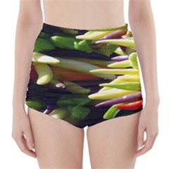 Bright Peppers High-waisted Bikini Bottoms by BangZart