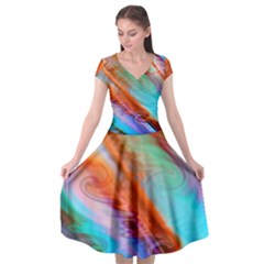 Cool Design Cap Sleeve Wrap Front Dress by BangZart