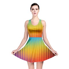 Blurred Color Pixels Reversible Skater Dress by BangZart