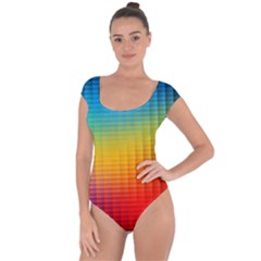 Blurred Color Pixels Short Sleeve Leotard  by BangZart