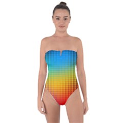 Blurred Color Pixels Tie Back One Piece Swimsuit