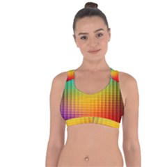 Blurred Color Pixels Cross String Back Sports Bra