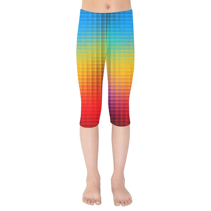 Blurred Color Pixels Kids  Capri Leggings 