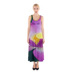 Pink Lotus Flower Sleeveless Maxi Dress by BangZart