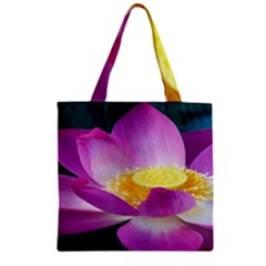 Pink Lotus Flower Zipper Grocery Tote Bag by BangZart