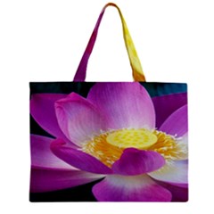 Pink Lotus Flower Zipper Mini Tote Bag by BangZart