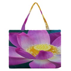 Pink Lotus Flower Medium Zipper Tote Bag by BangZart