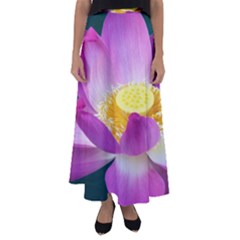 Pink Lotus Flower Flared Maxi Skirt