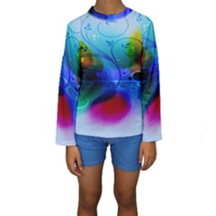 Abstract Color Plants Kids  Long Sleeve Swimwear by BangZart