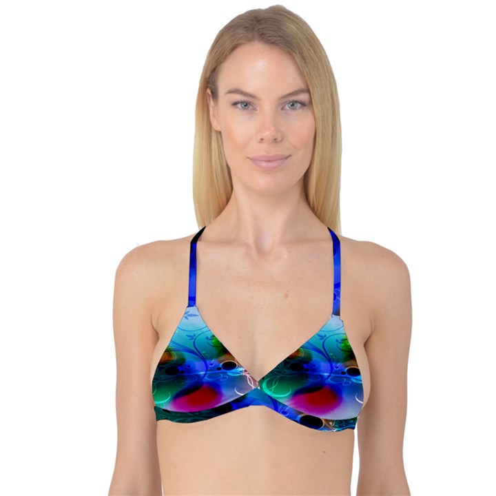 Abstract Color Plants Reversible Tri Bikini Top