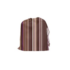 Brown Vertical Stripes Drawstring Pouches (small)  by BangZart